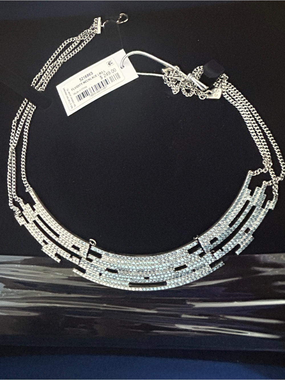 Swarovski Silver FLUIDITY Blue Crystal Statement Necklace